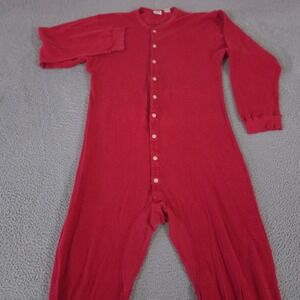 VINTAGE GAP Union Suit Mens L Red Waffle Knit Cotton Thermal Union Suit 90s Y2K